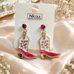 Nicole Floral Western Boot Dangle Earrings